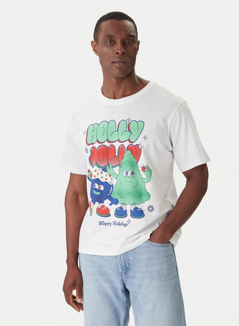 JACK & JONES Christmas Cartoon Regular Fit Crew Neck T-Shirt - Image 1